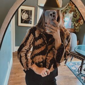 Paco Soler Vintage animal print tiger zebra tapestry jacket sz xs / s